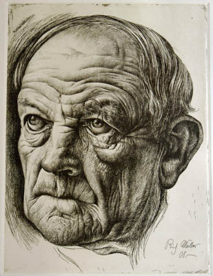 Richard Müller (1874-1954),Müllers beeindruckende Portätgrafik eines alten
Dresdner Droschkenkutschers,etching in a breathtaking technical perfection, a Masterwork of
portrait-art