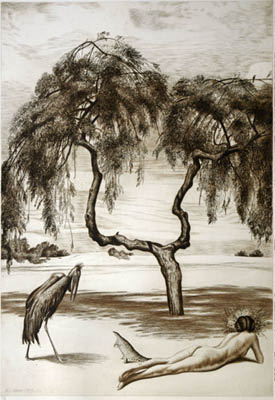 Richard Müller (1874-1954),Symbolistische Darstellung voller sensueller
Bezüglichkeiten,a large, decorative print loaded with symbolism
